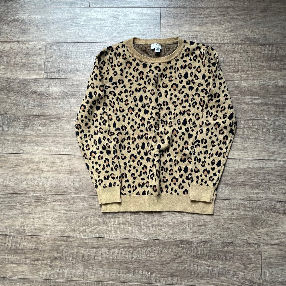 J CREW Teddie knit leopard print sweater, size XXS, great condition